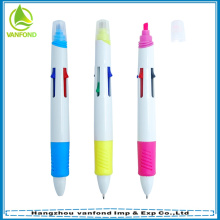 Plastic promotional multi 4 color ball pen with highlighter